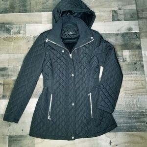 calvin klein women's classic quilted jacket with side tabs